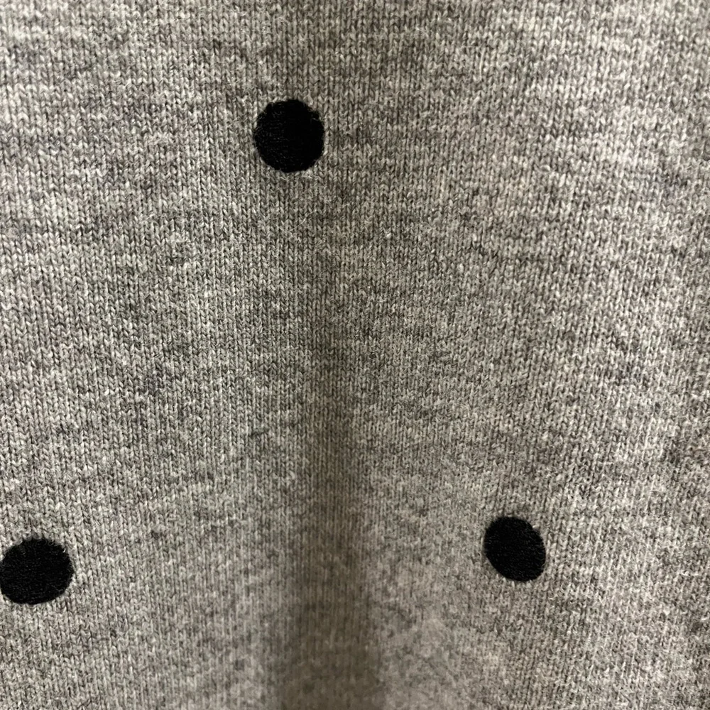 J Crew XS grey crewneck with black polka dots